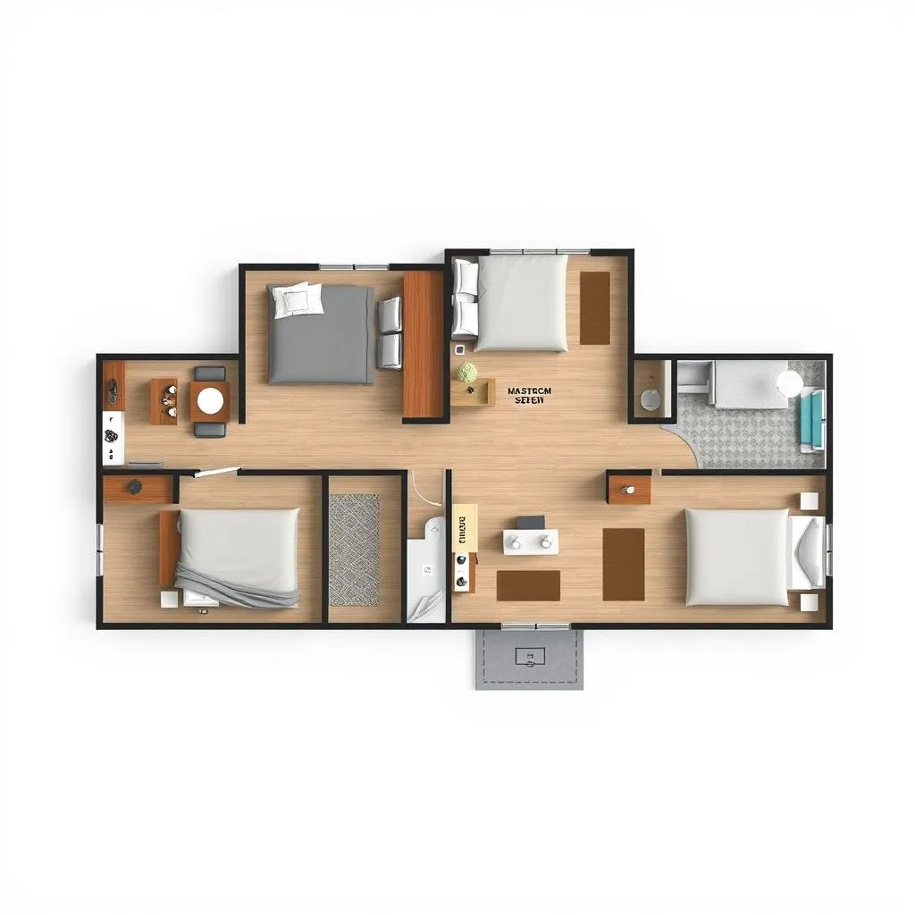 Plan maison plain pied 4 chambres avec suite parentale